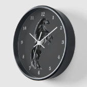 Upright Black Wilde Horse Wall Clock Gift (Hoek)