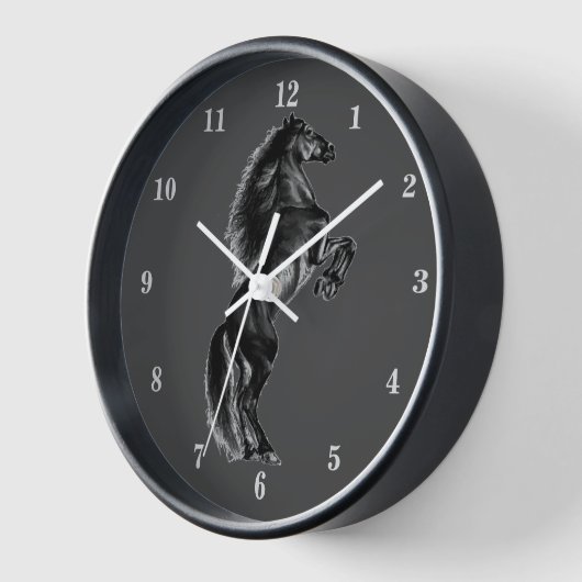 Upright Black Wilde Horse Wall Clock Gift (Hoek)