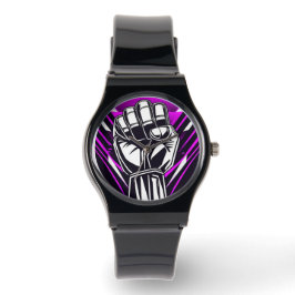 UPRIGHT FIST Siliconenriem met stripformaat Unisex Horloge