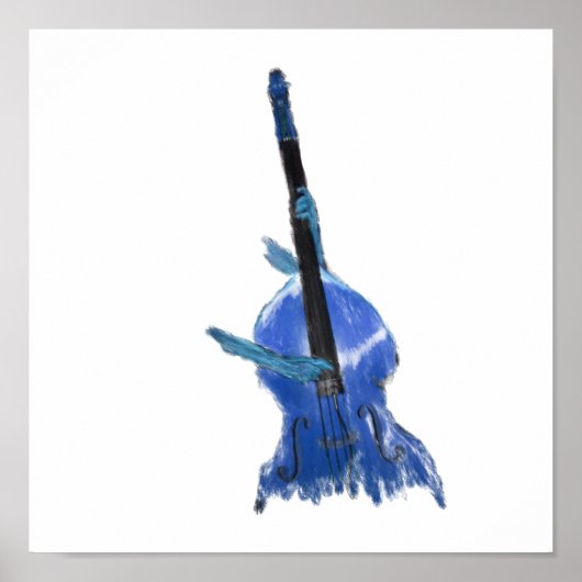 Upright orchestrale akoestische dubbele basblauwe  poster (Voorkant)