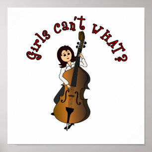 Upright String Double Bass Girl Poster