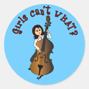 Upright String Double Bass Girl Ronde Sticker