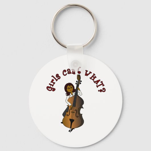Upright String Double Bass Player Woman Sleutelhanger (Voorkant)
