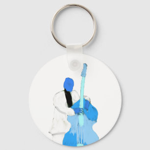 uprightbassplayerBlueWhiteversion Sleutelhanger