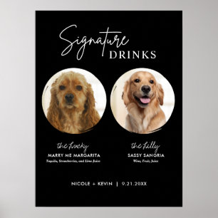Uprintbare honden handtekeningdranken Huwelijksbar Poster