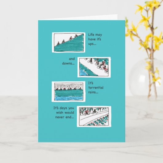 "Ups & Downs" Turquoise pour vous Carte de voeux (Fleur jaune)