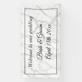 Upscale bruiloft aangepaste witte marmeren welkoms spandoek (Verticaal)