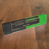 Upscale Lime Green en Black Naambordje (Zijkant)