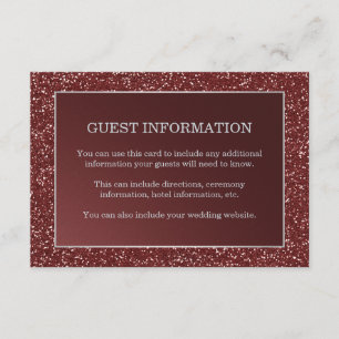 Upscale Marsala Glitter Look Wedding Guest Insert Informatiekaartje