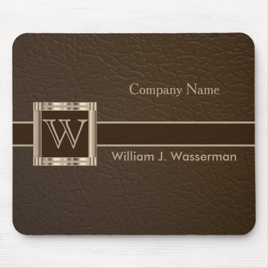 Upscale Monogram Chocolade Leather Muismat (Voorkant)