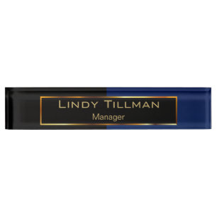 Upscale Navy Blue en Black Naambordje