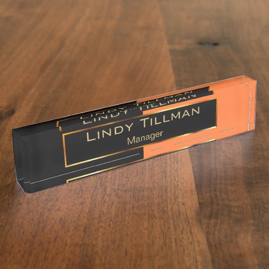 Upscale Oranje en zwart Naambordje (Zijkant)