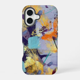Upscale purple, gold, and blue abstract art iPhone 16 hoesje