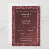 Upscale Sparkle Marsala en Faux Glitter Bruiloft Kaart (Voorkant)