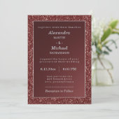 Upscale Sparkle Marsala en Faux Glitter Bruiloft Kaart (Staand voorkant)