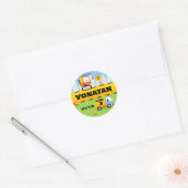 Upsherin gepersonaliseerde Schattigee constructie Ronde Sticker (Envelop)
