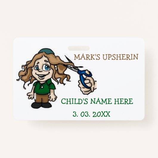 Upsherin I.D Badge Invitation Anniversaire (Devant)