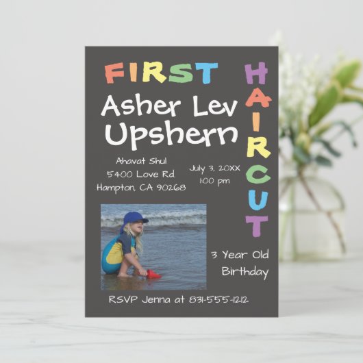 upshern upshernish upsherin uitnodigingen (Staand voorkant)