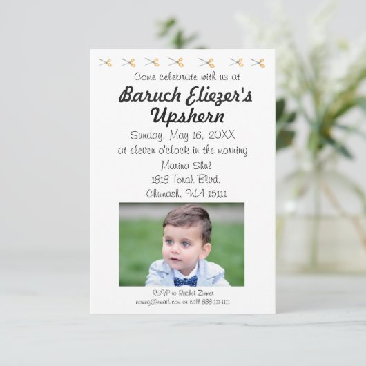 Upshernish Invitation Upsherin Invitations (Debout devant)