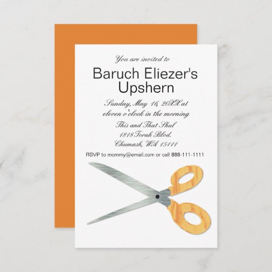 Upshernish Invitation Upsherin Invitations (Devant / Derrière)