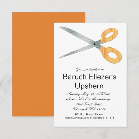 Upshernish Invitation Upsherin Invitations (Devant / Derrière)