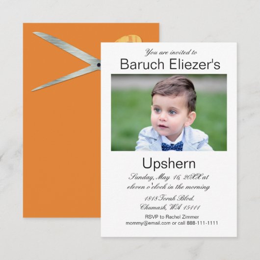 Upshernish Invitation Upsherin Invitations (Devant / Derrière)