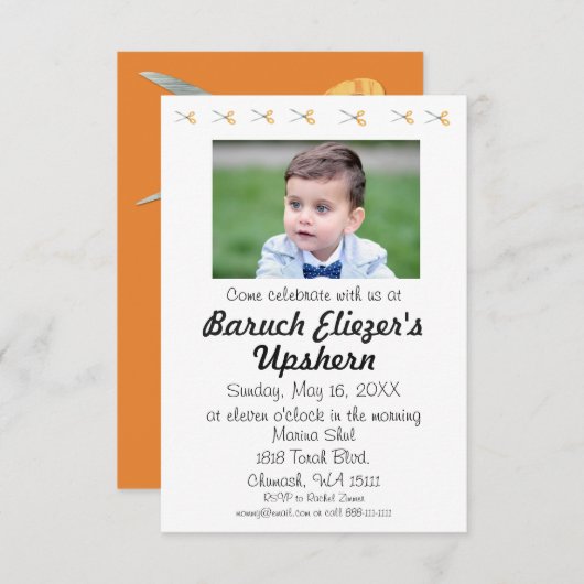 Upshernish Invitation Upsherin Invitations (Devant / Derrière)