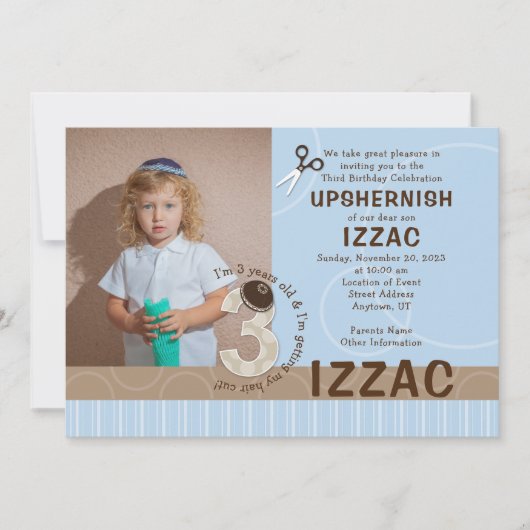 Upshernish of Upshern Uitnodiging (Voorkant)
