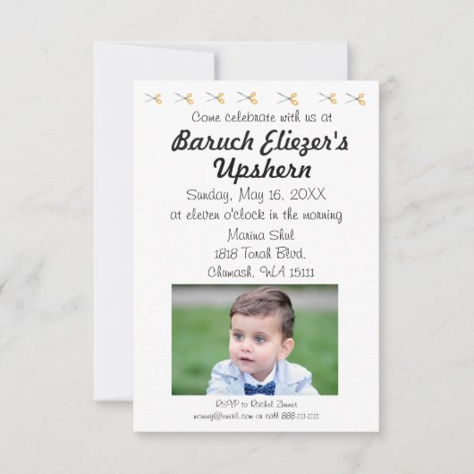 Upshernish Uitnodiging Upshern Upsherin Uitnodigin (Voorkant)