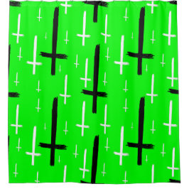 upside down inverted cross acid green black douchegordijn
