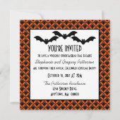 Uptown Glam Bats Halloween Party Invite Kaart (Voorkant)