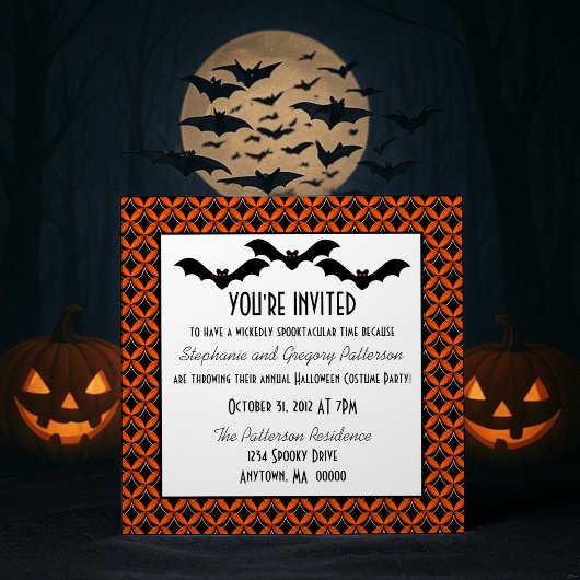 Uptown Glam Bats Invitation de la fête d'Halloween