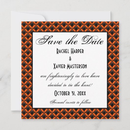 Uptown Glam Halloween Save the Date Invite (Voorkant)
