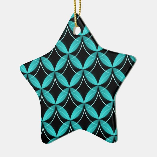 Uptown Glam Star Ornament, Turquoise Keramisch Ornament (Links)