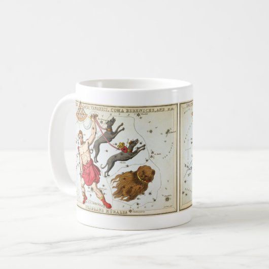 Urania's spiegel, antieke astronomische hemelkaart koffiemok (Voorkant links)