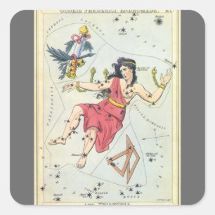 Urania's Spiegel, Antieke Hemelkaart Astronomie Vierkante Sticker