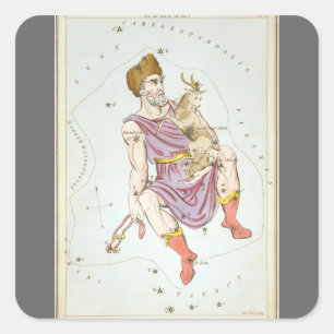 Urania's Spiegel, Antieke Hemelkaart Astronomie Vierkante Sticker