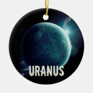 Uranus blauwe planeet 3d heelal ruimteillustratie keramisch ornament