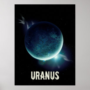 Uranus blauwe planeet 3d heelal ruimteillustratie poster