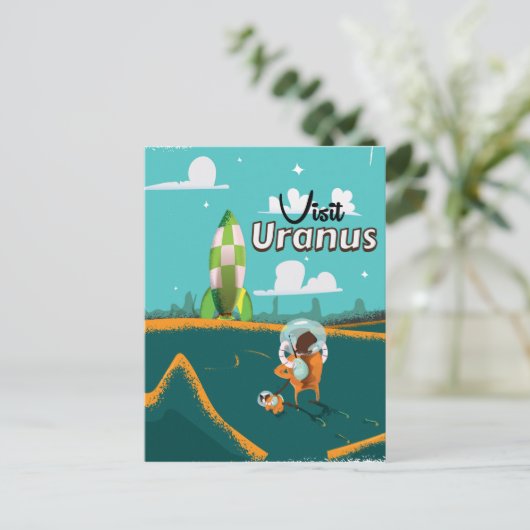 Uranus cartoon Reisposter Briefkaart (Staand voorkant)