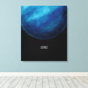 Uranus Planeet Kunstwerk – Kosmische ruimte Illust Canvas Afdruk
