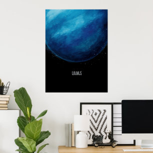 Uranus Planeet Kunstwerk – Kosmische ruimte Illust Poster
