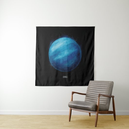 Uranus Planeet Kunstwerk – Kosmische ruimte Illust Wandkleed (In situ)