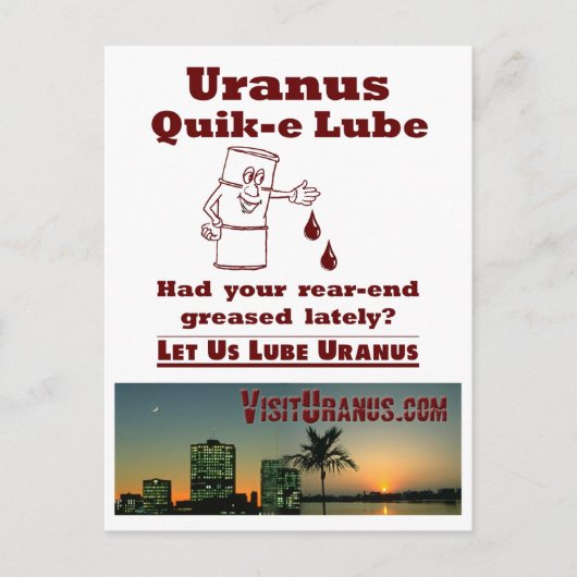 Uranus Quik-e Lube Briefkaart (Voorkant)