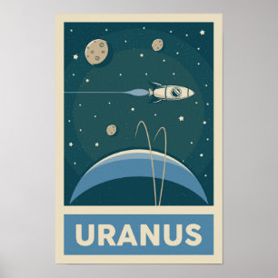 Uranus Retro Galaxy Poster de roquette