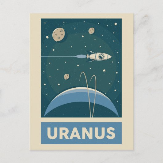 Uranus Retro Galaxy Rocket Briefkaart (Voorkant)
