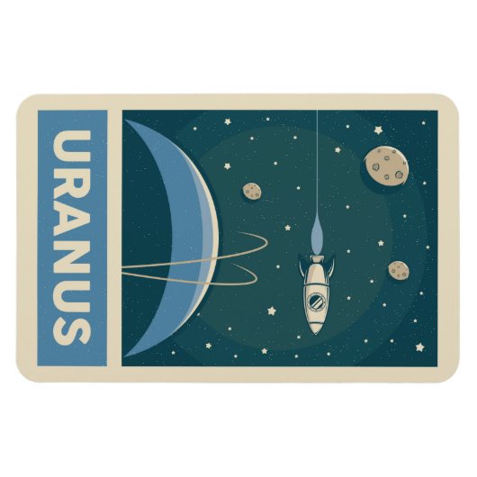 Uranus Retro Galaxy Rocket Magneet (Horizontaal)