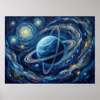 Uranus Sterrennacht Zonnestelsel Poster