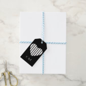 Urba Script Monogram Hart op Zwart Cadeaulabel (Met Touw)