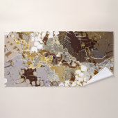 Urbain, moderne, motif abstrait, blanc, or brun (Serviette de bain)